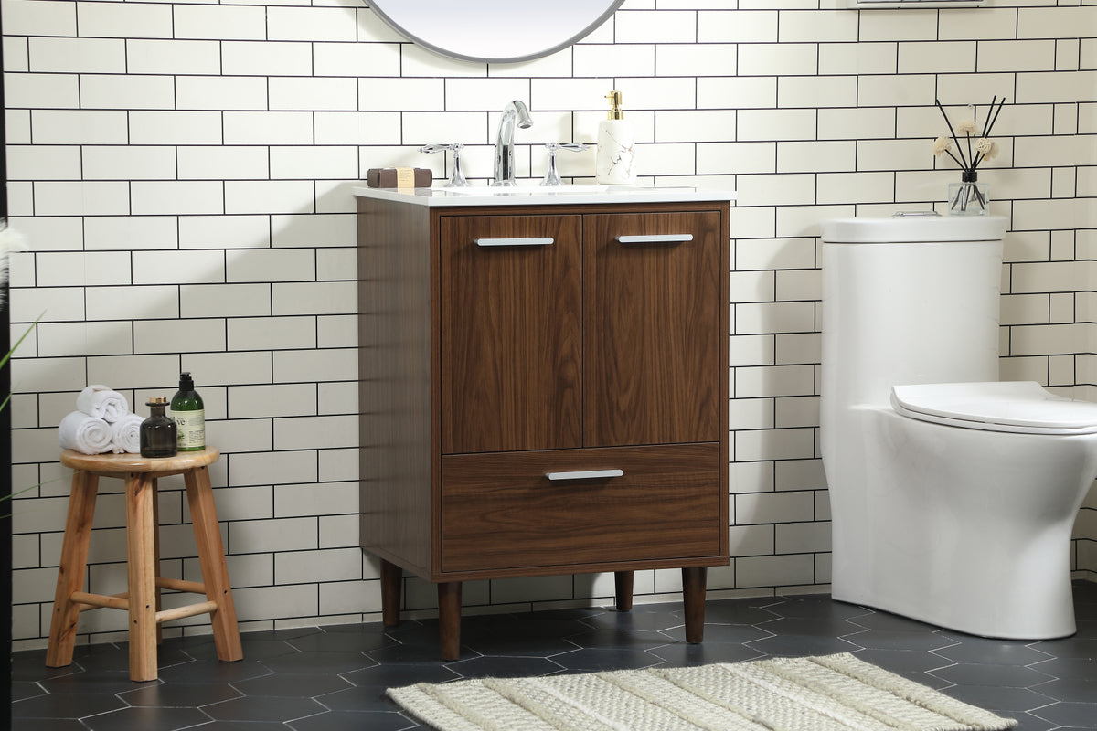 24 inch bathroom vanity in Walnut