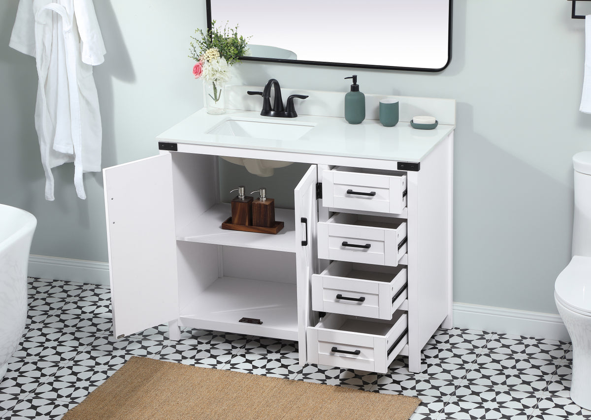 42 inch Single bathroom vanity in white with backsplash