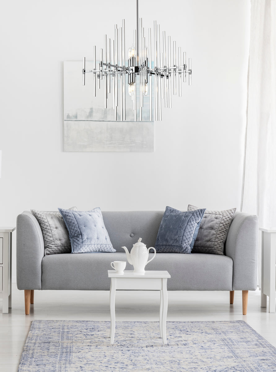 Sienna 27 inch crystal rod pendant in chrome