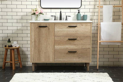 42 inch Single bathroom vanity in natural oak with backsplash