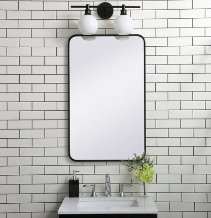 Soft corner metal rectangular mirror 22x36 inch in Black