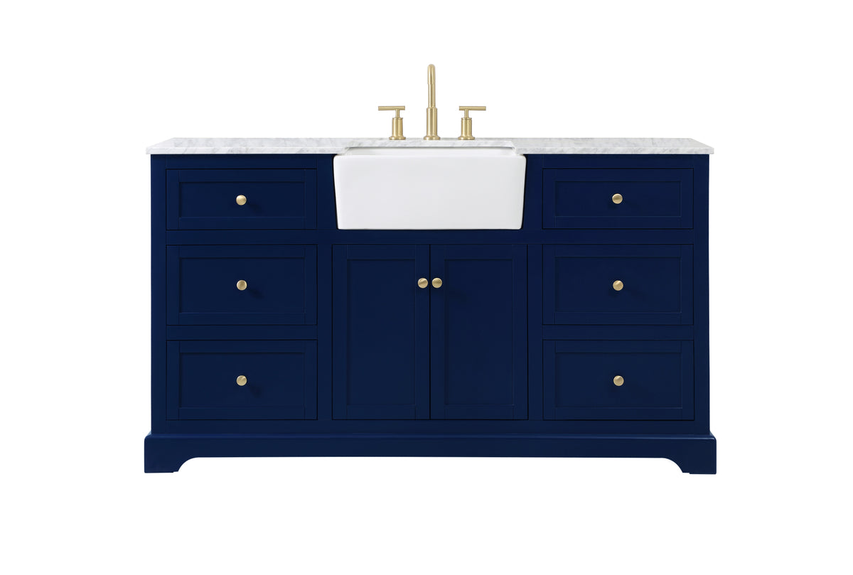 60 inch Single bathroom vanity in blue