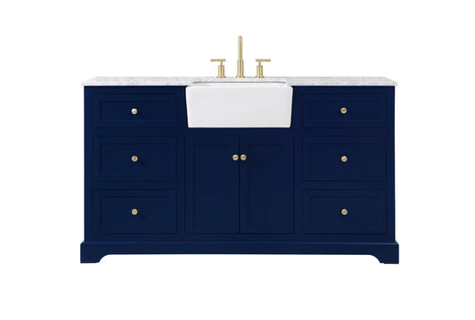 60 inch Single bathroom vanity in blue