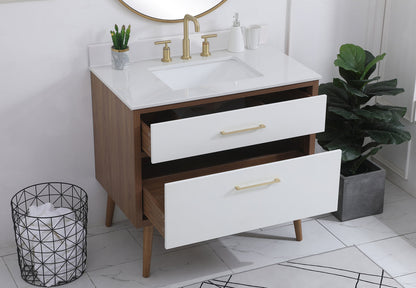 36 inch bathroom Vanity in White with Backsplash