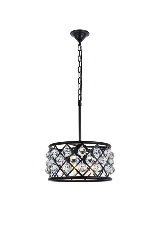 Madison 4 light Matte Black Pendant Clear Royal Cut Crystal
