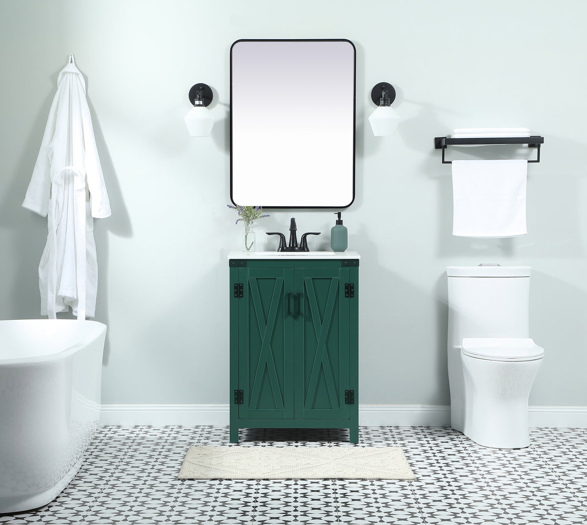 24 inch Single bathroom vanity in green