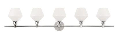 Gene 5 light Chrome and Frosted white glass Wall sconce