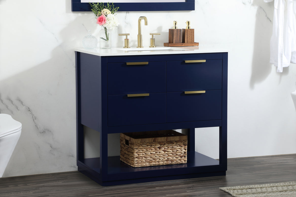 36 inch Single bathroom vanity in blue