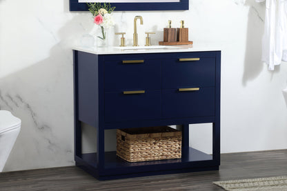 36 inch Single bathroom vanity in blue