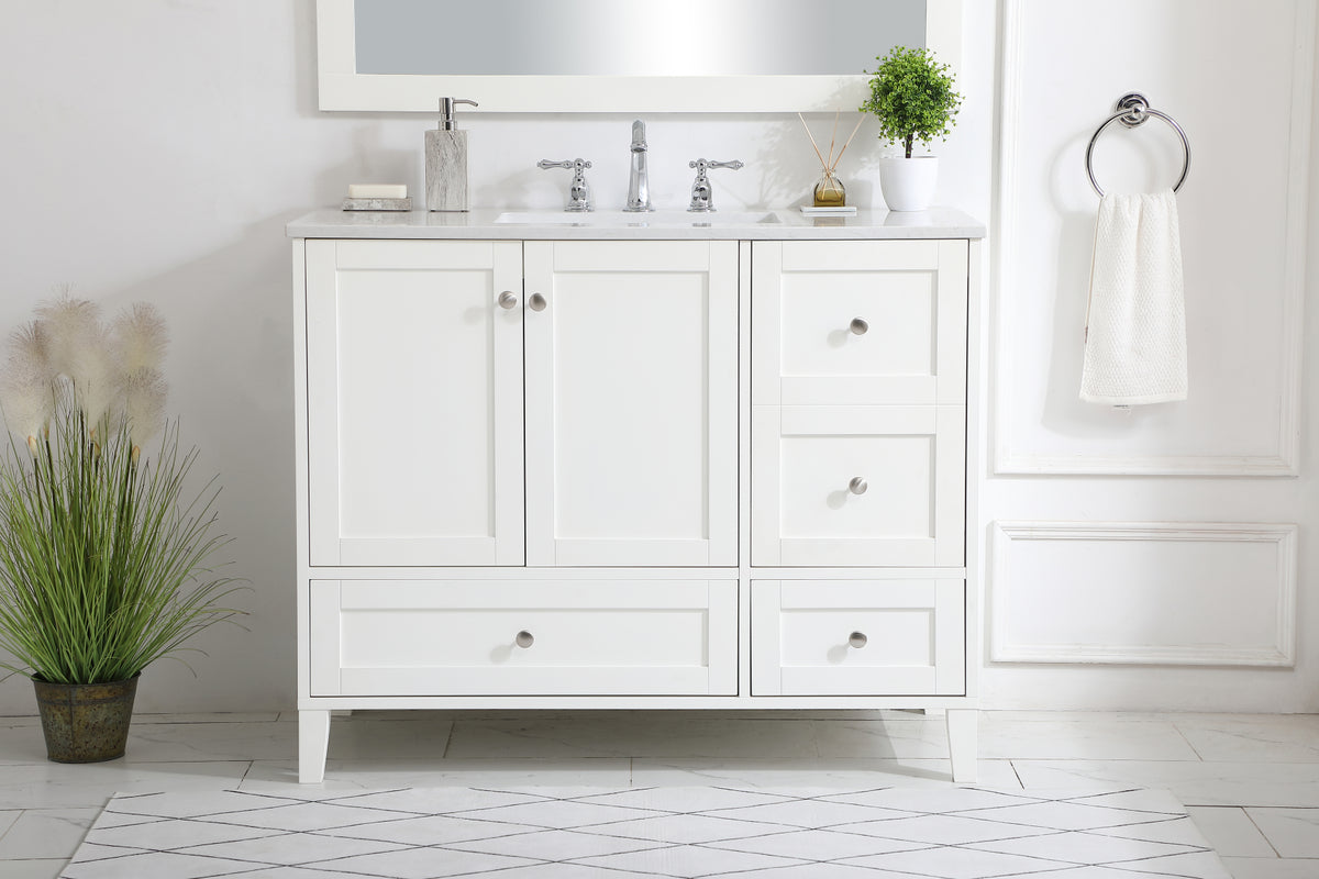 42 inch Single Bathroom Vanity in White