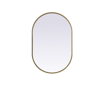 Metal Frame Oval Mirror 20x30 Inch in Brass