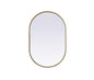 Metal Frame Oval Mirror 20x30 Inch in Brass