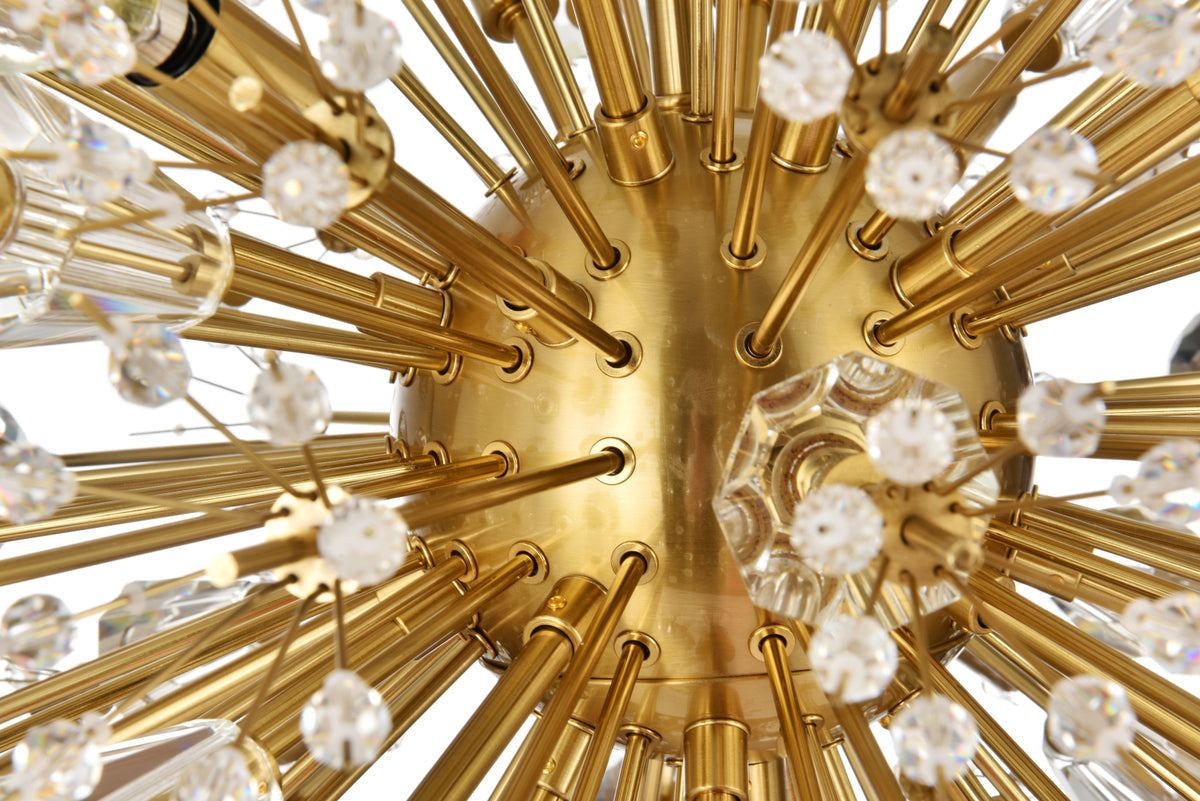 Vera 36 inch crystal starburst oval pendant in gold