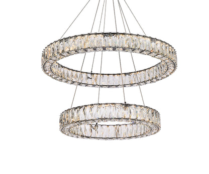 Monroe 28 inch LED double ring chandelier in black