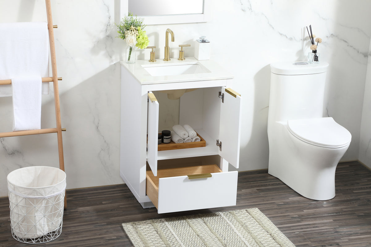 24 inch Single bathroom vanity in white