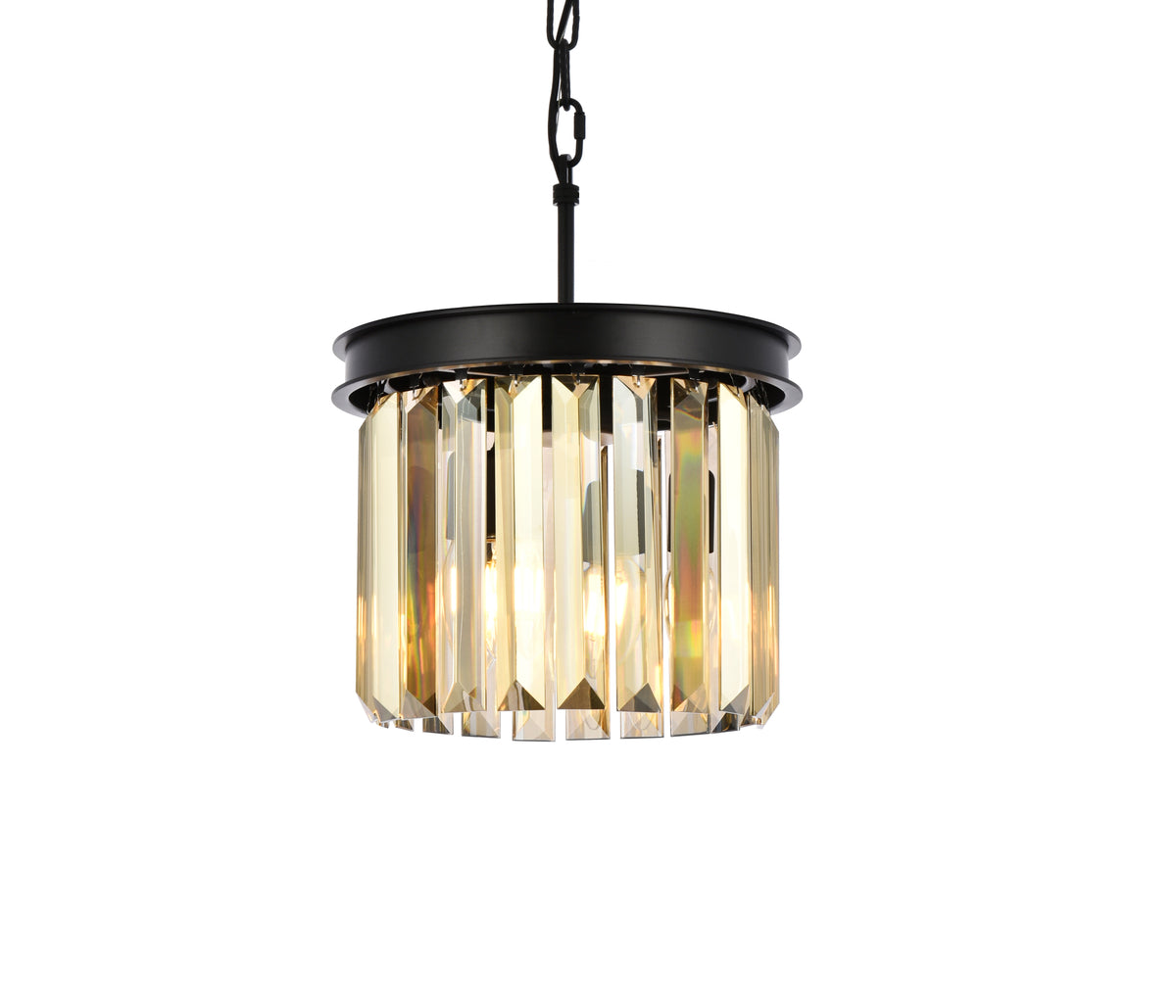Sydney 3 light Matte Black Pendant Golden Teak (Smoky) Royal Cut Crystal