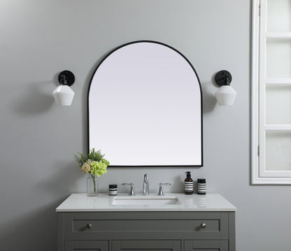 Metal Frame Arch Mirror 33x36 Inch in Black