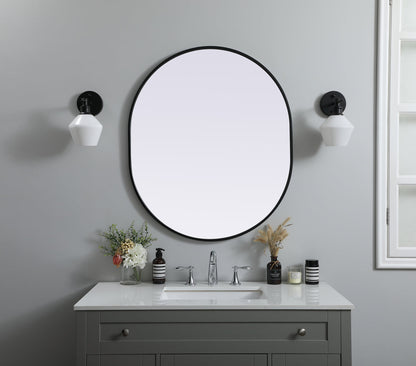 Metal Frame Oval Mirror 30x36 Inch in Black