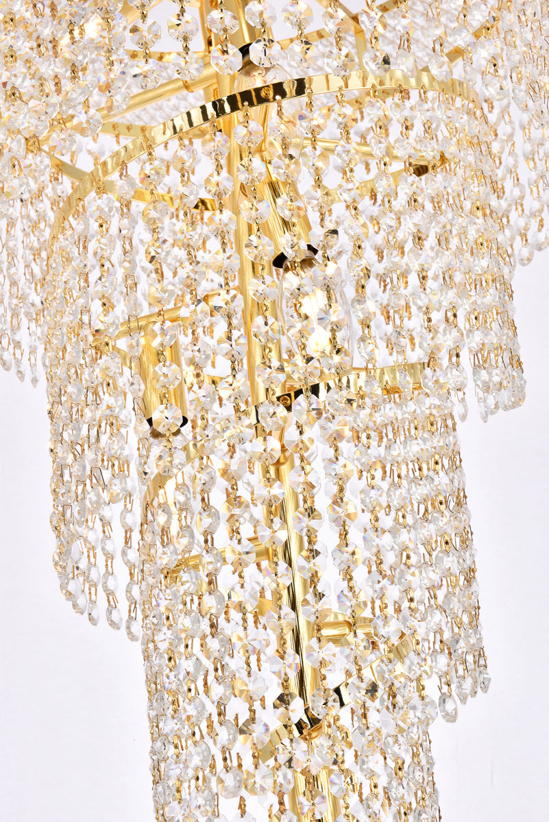 Spiral 10 light Gold Pendant Clear Royal Cut Crystal