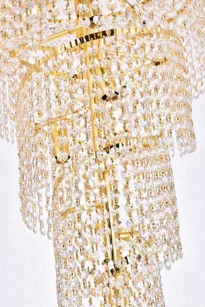 Spiral 10 light Gold Pendant Clear Royal Cut Crystal