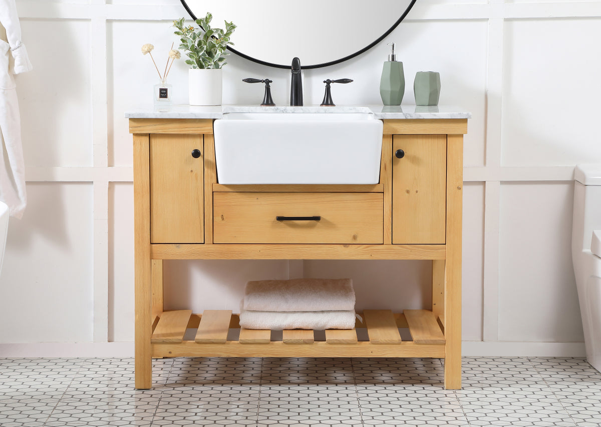 42 inch Single bathroom vanity in natural wood