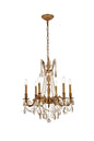 Rosalia 6 light French Gold Chandelier Golden Teak (Smoky) Royal Cut Crystal