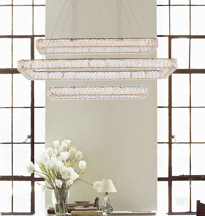 Monroe 50 inch LED triple rectangle pendant in gold