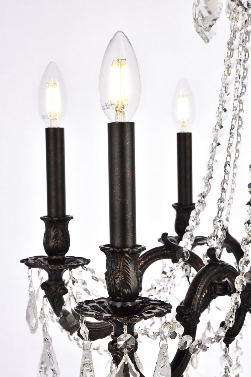 Rosalia 6 light Dark Bronze Chandelier Golden Teak (Smoky) Royal Cut Crystal