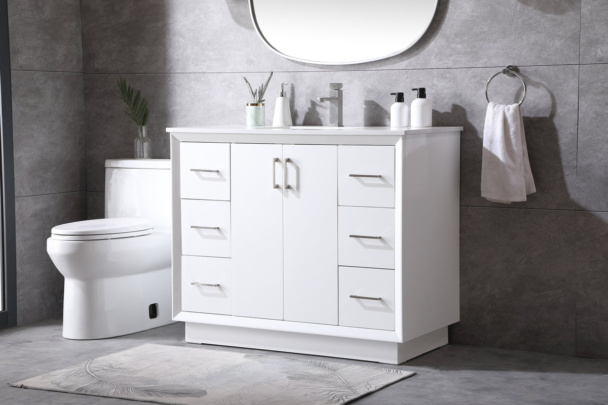 42 Inch SIngle Bathroom Vanity In White