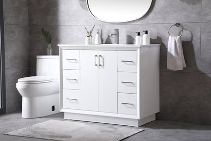 42 Inch SIngle Bathroom Vanity In White