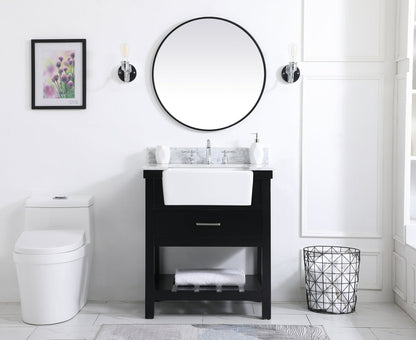 30 inch Single bathroom vanity in black with backsplash