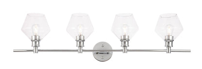 Gene 4 light Chrome and Clear glass Wall sconce