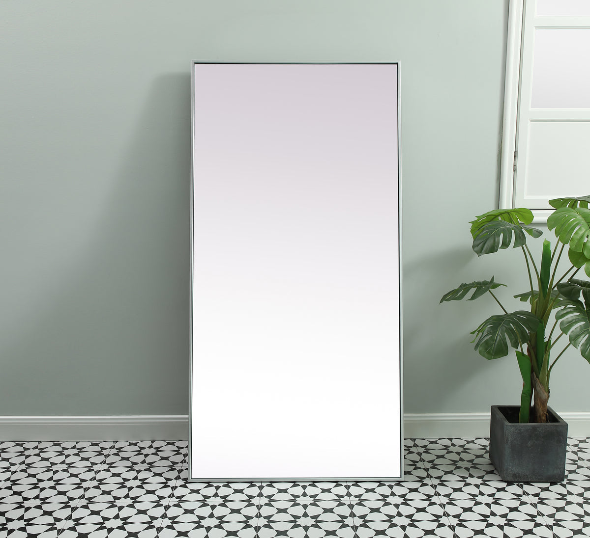 Metal Frame Rectangle Full Length Mirror 30x60 Inch in Silver