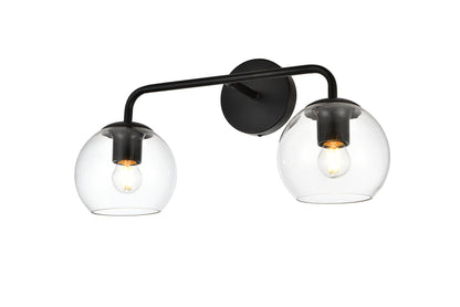 Genesis 2 light Black and Clear Bath Sconce