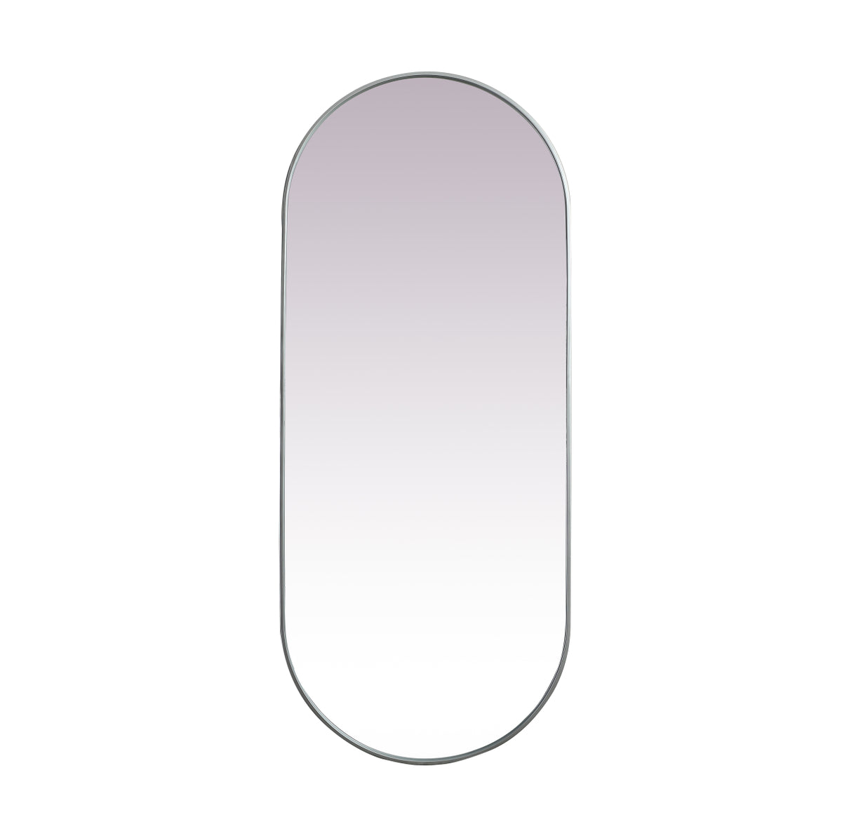 Metal Frame Oval Mirror 30x72 Inch in Silver