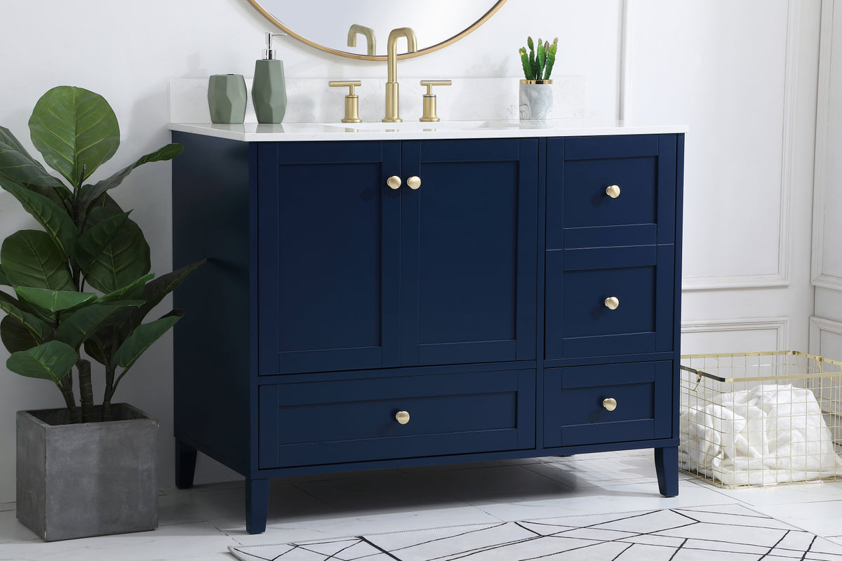 42 inch Single Bathroom Vanity in Blue with Backsplash