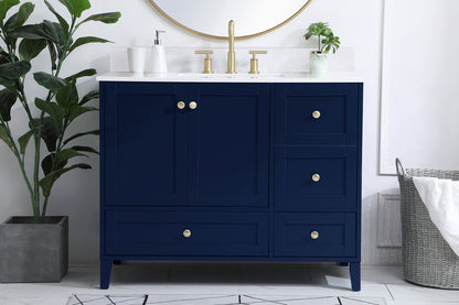 42 inch Single Bathroom Vanity in Blue with Backsplash