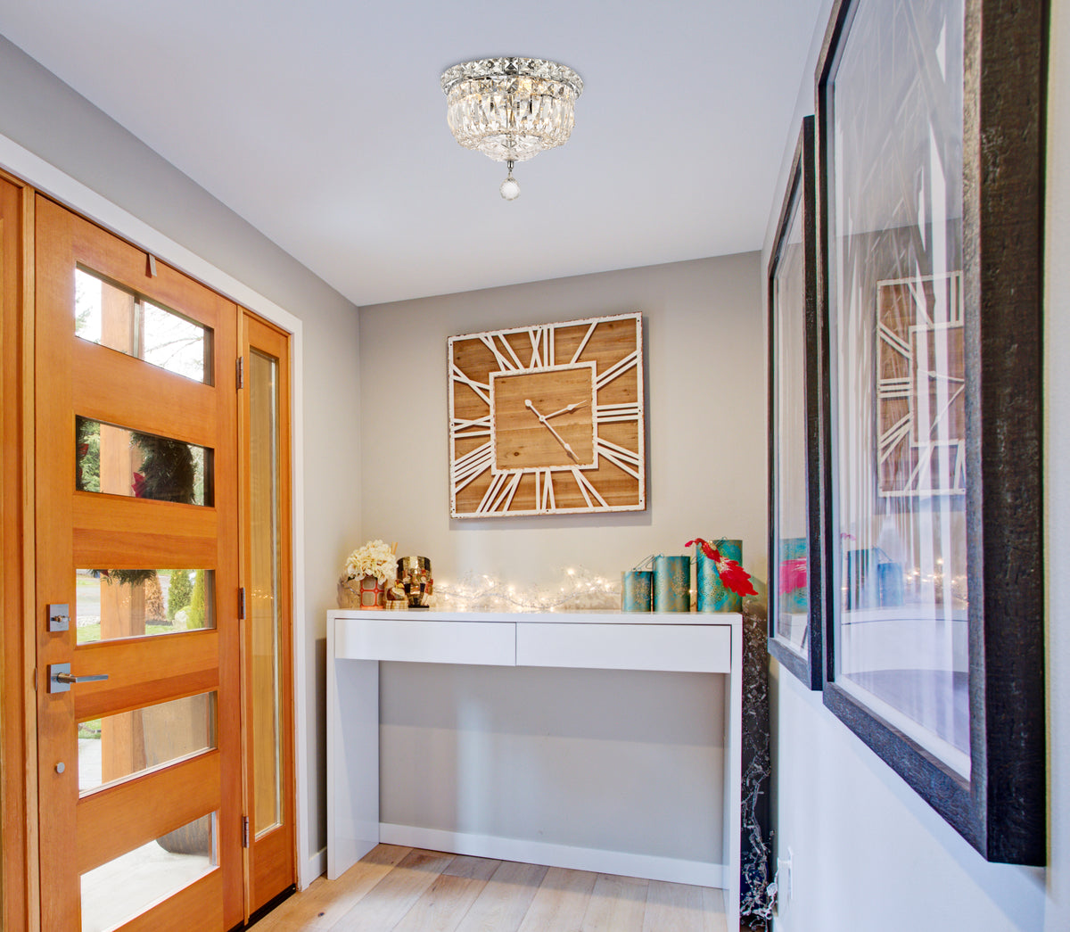 Tranquil 4 light Chrome Flush Mount Clear Royal Cut Crystal