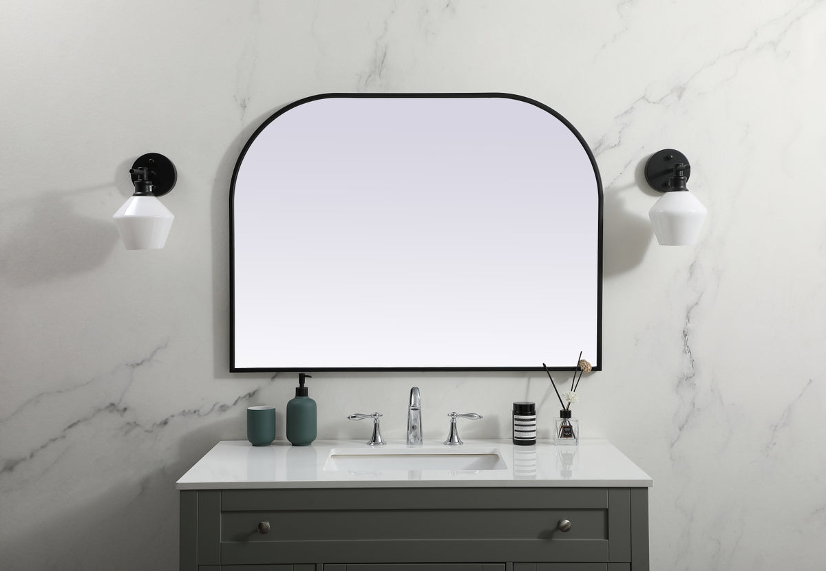 Metal Frame Arch Mirror 40x30 Inch in Black