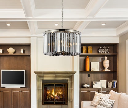 Sydney 8 light polished nickel Chandelier Silver Shade (Grey) Royal Cut Crystal