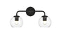 Genesis 2 light Black and Clear Bath Sconce