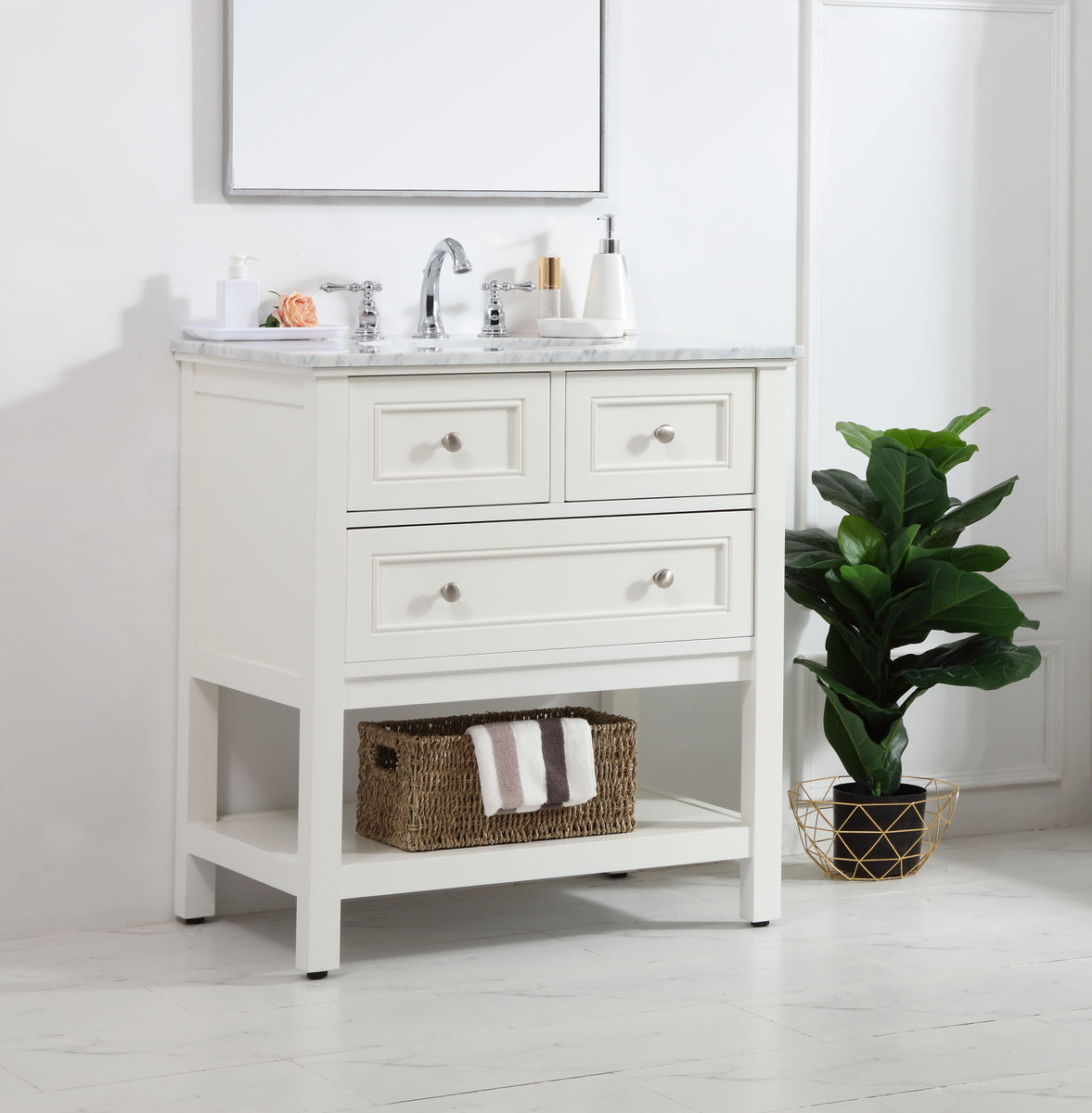 30 in. Single bathroom vanity set in White