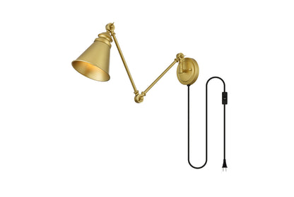 Van 1 light Brass swing arm plug in wall sconce