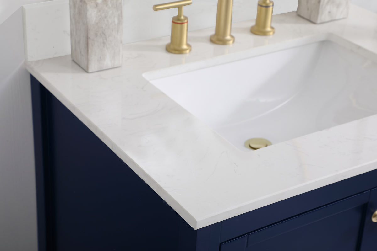 30 inch Single Bathroom Vanity in Blue with Backsplash