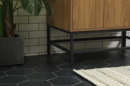 32 inch Single bathroom vanity in walnut brown with backsplash