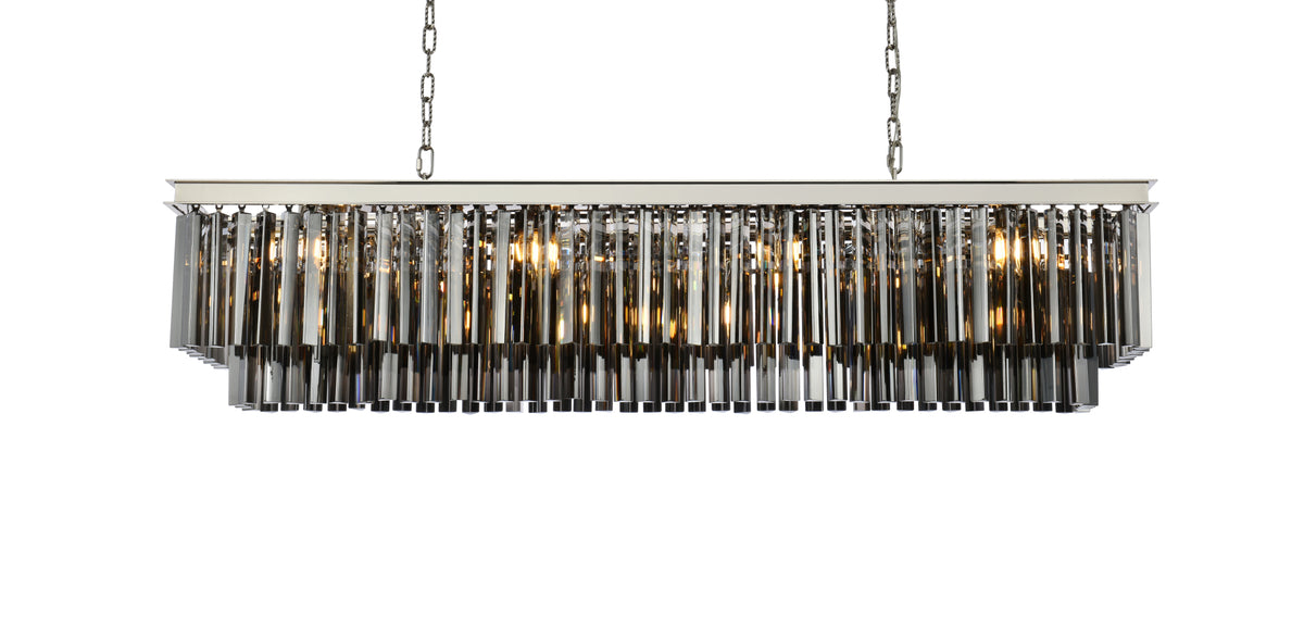 Sydney 12 light polished nickel Chandelier Silver Shade (Grey) Royal Cut Crystal