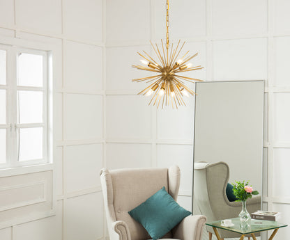 Timber 8 light Brass pendant