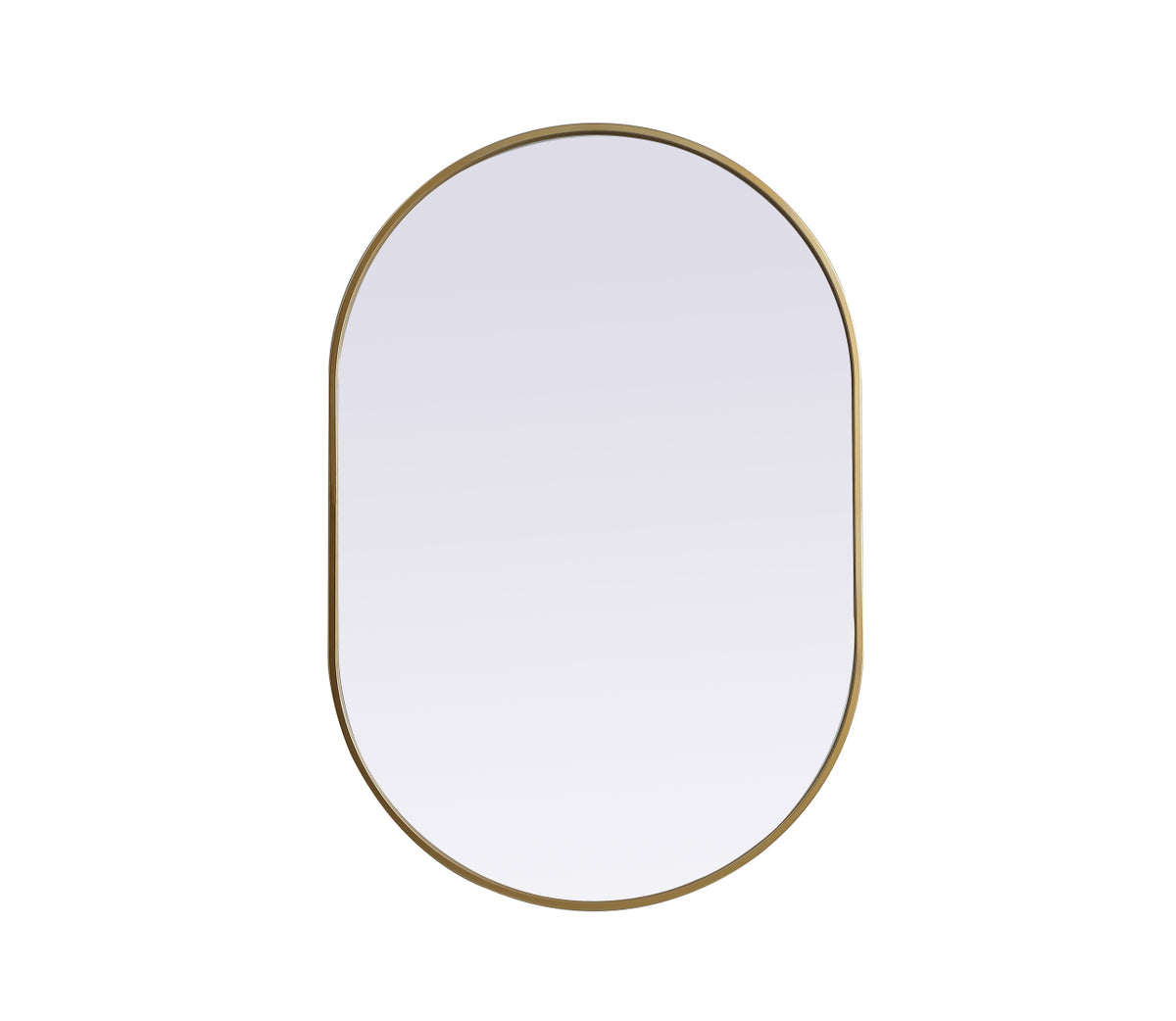 Metal Frame Oval Mirror 27x40 Inch in Brass