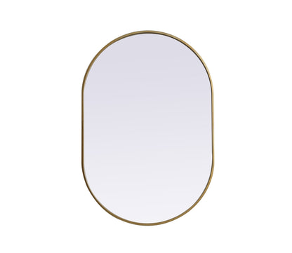 Metal Frame Oval Mirror 27x40 Inch in Brass