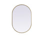 Metal Frame Oval Mirror 27x40 Inch in Brass